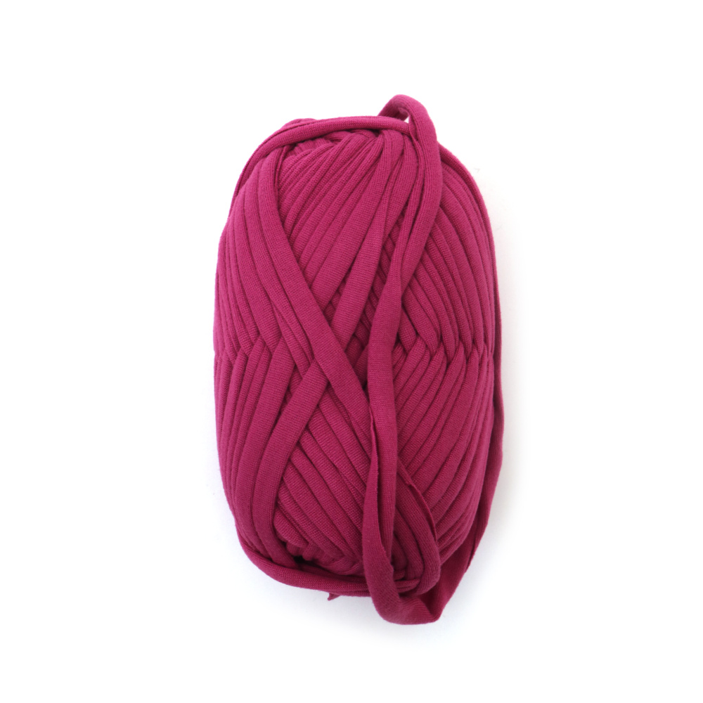 Fir panglică tricotată fucsia, 100% poliester – 100 g – perfect pentru croșetat, tricotat și proiecte creative DIY, hobby & craft