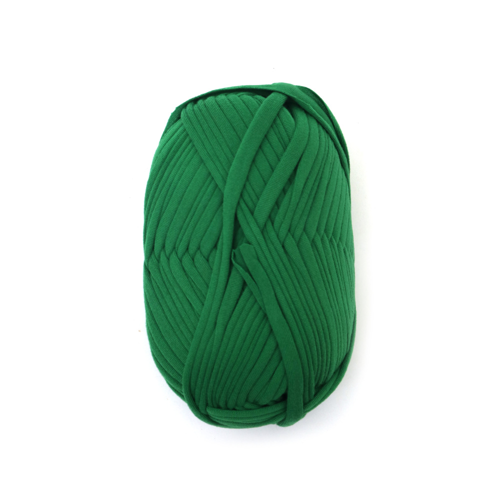 Fir panglică tricotată verde, 100% poliester, 100 g – perfect pentru croșetat, tricotat și proiecte DIY creative