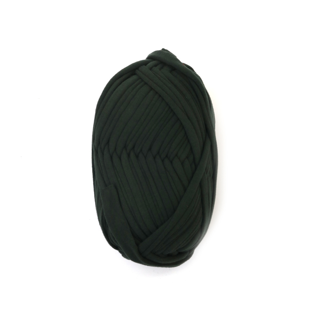 Fir panglică tricotată, verde închis, 100% poliester – 100 g – ideal pentru croșetat, tricotat și proiecte DIY creative