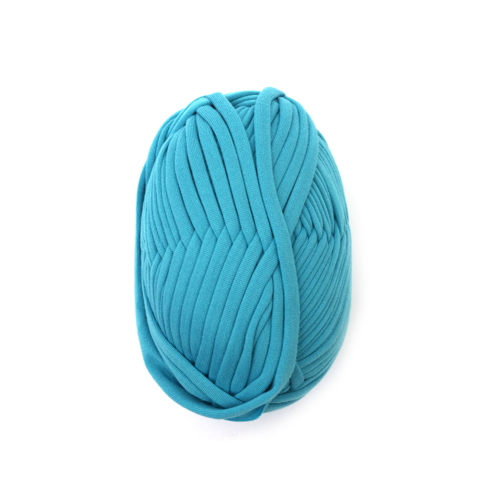 Fir panglică tricotată albastru, 100% poliester – 100 g – perfect pentru croșetat, tricotat și proiecte DIY creative
