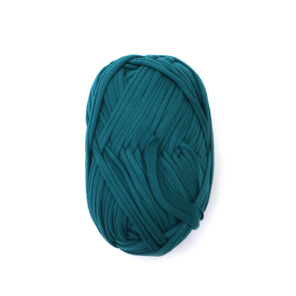 Fir panglică tricotată turcoaz închis 100% poliester – 100 g – perfect pentru croșetat, tricotat și proiecte DIY creative