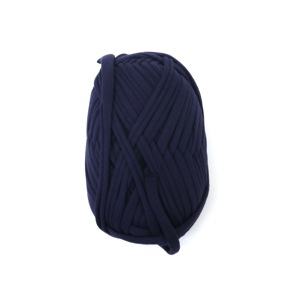 Dark Blue Knitted Ribbon Yarn 100% Polyester – 100 g – Perfect for Crochet, Knitting and Creative DIY Projects
