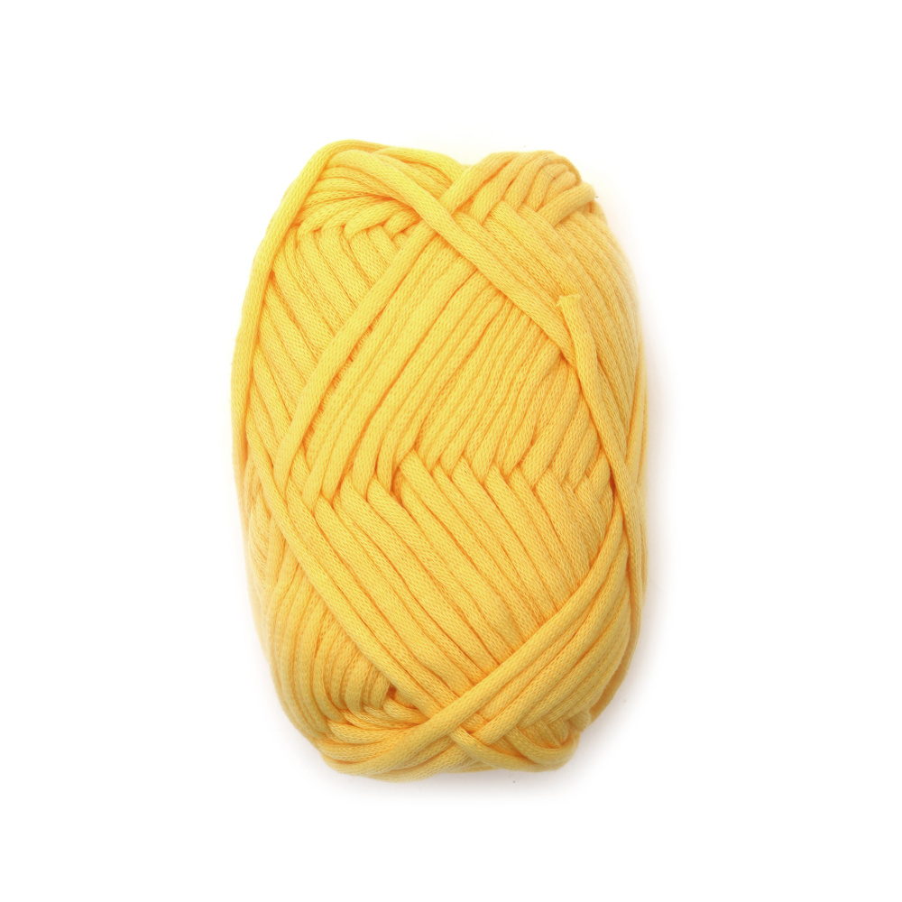 Прежда плетена лента 68 процента памук 32 процента полиамид цвят жълт -50 грама