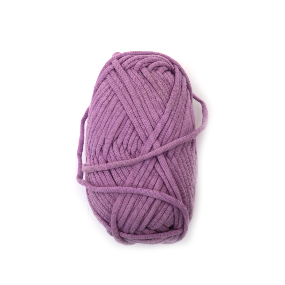 Прежда плетена лента 68 процента памук 32 процента полиамид цвят лилав -50 грама
