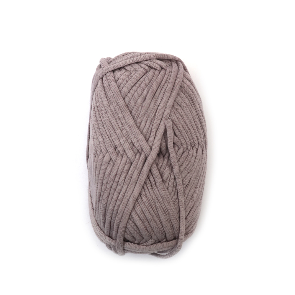 Прежда плетена лента 68 процента памук 32 процента полиамид цвят светло сив -50 грама