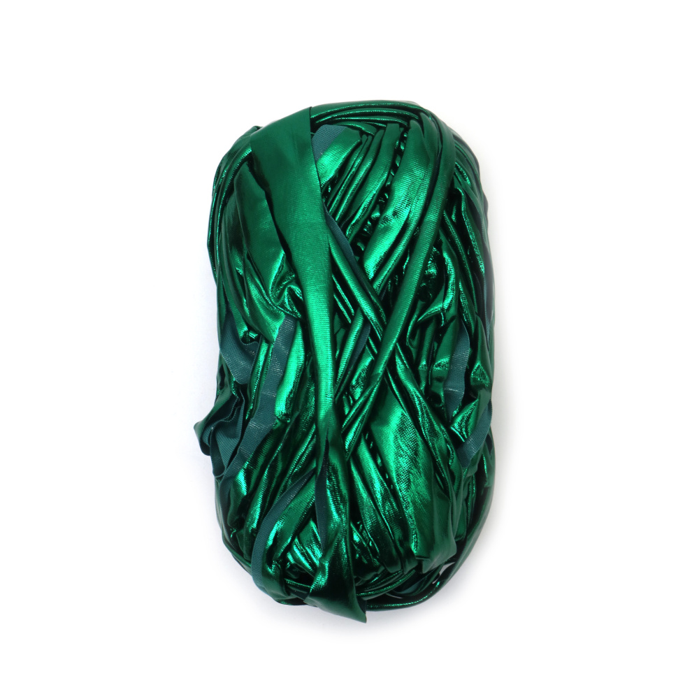 Lustrous Metallic Ribbon Yarn, 100% Polyester, Green Color, 100 g – Ideal for Decorative Knitting, Crochet & Craft Accents