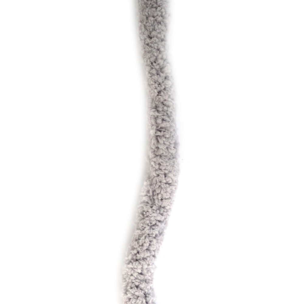 Прежда шенилна 100 % полиестер 20 мм дебелина цвят светло сив ~240 грама  -25 метра