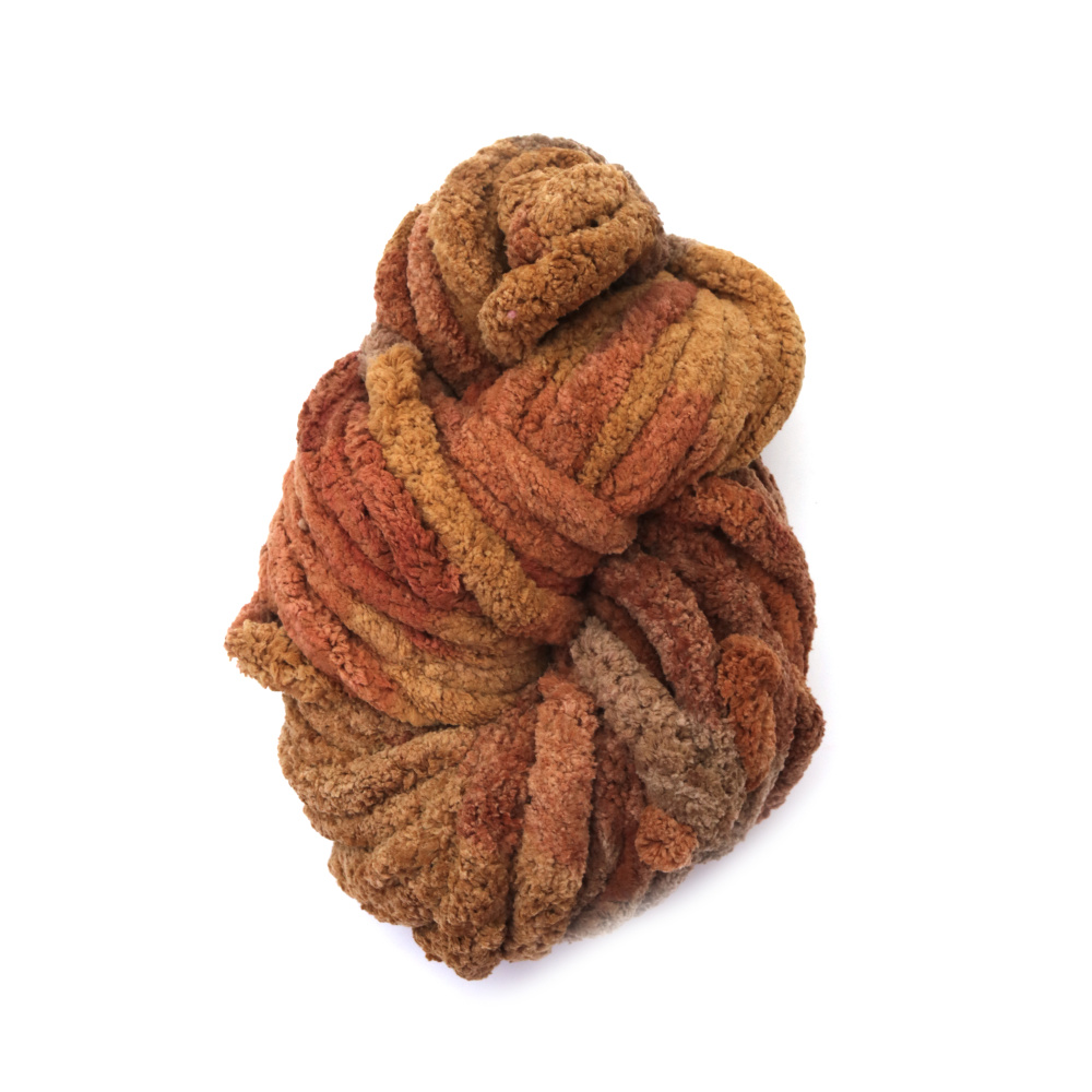 Fir de chenilă 100% poliester grosime 20 mm maro melanj ~240 grame -25 metri