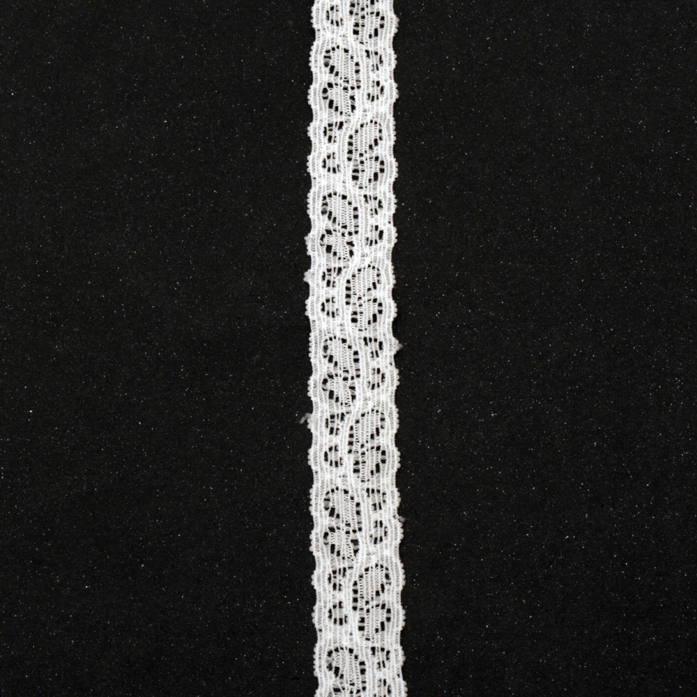 Δαντέλα κορδέλα ελαστική 15 mm λευκό - 1 μέτρο