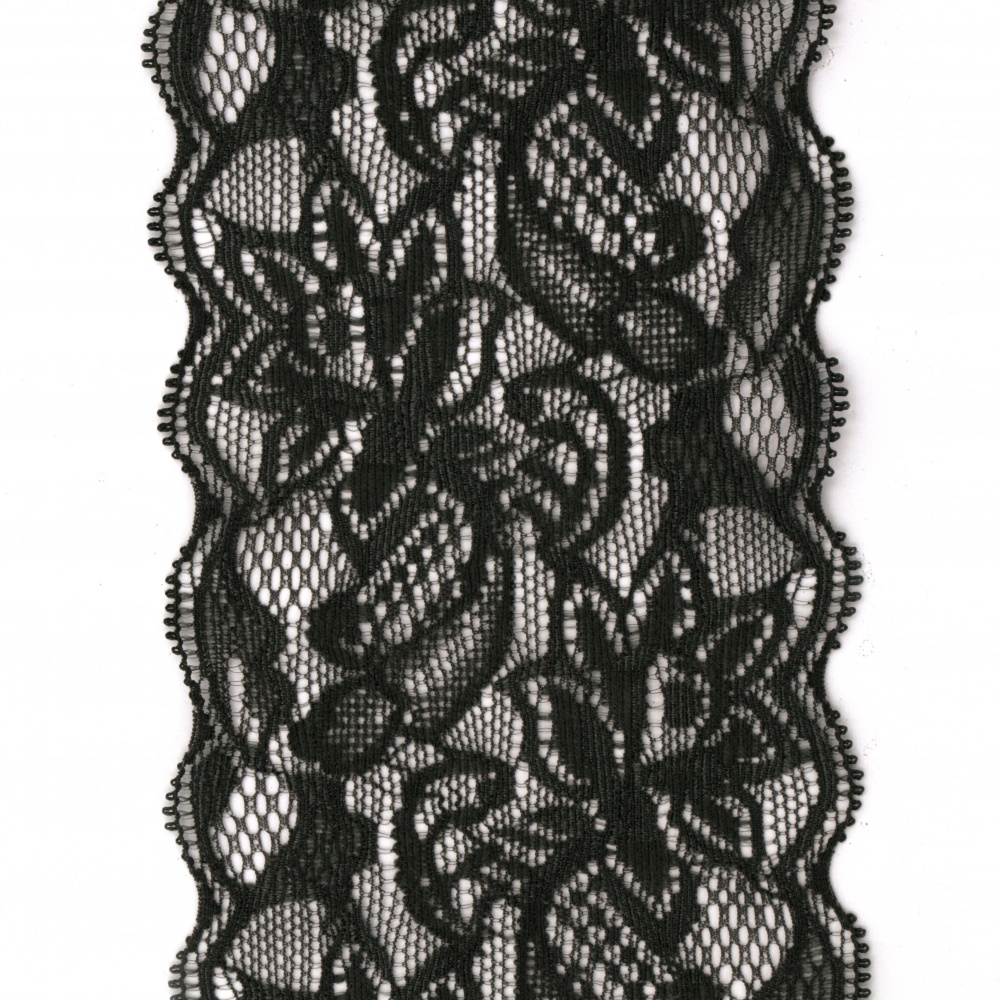Elastic Lace Ribbon / 80 mm / Gray - 1 meter