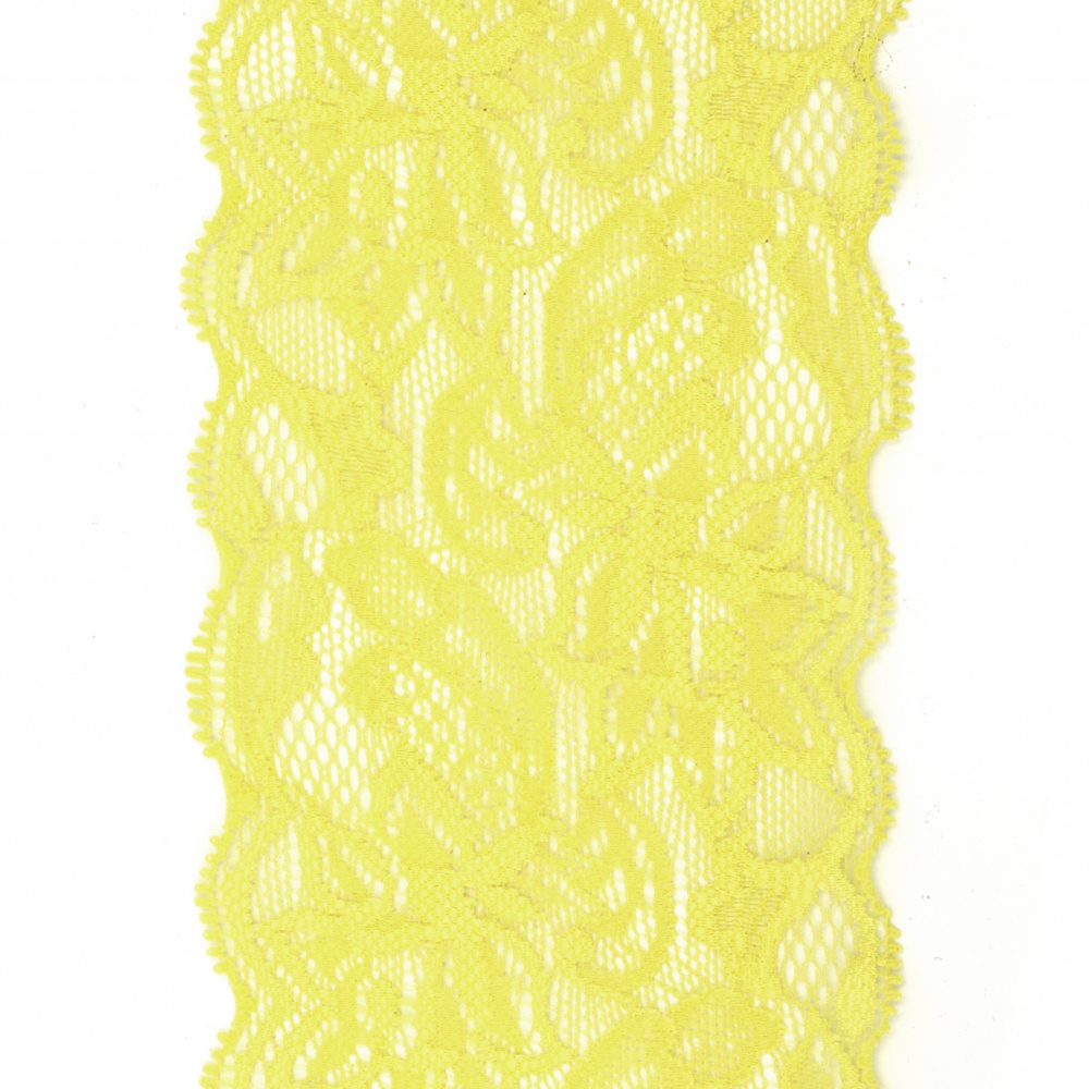 Elastic Lace Ribbon / 80 mm / Yellow - 1 meter 