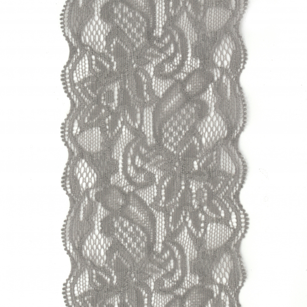 Κορδέλα Ελαστική δαντέλα 80 mm ανοιχτό γκρι - 1 μέτρο