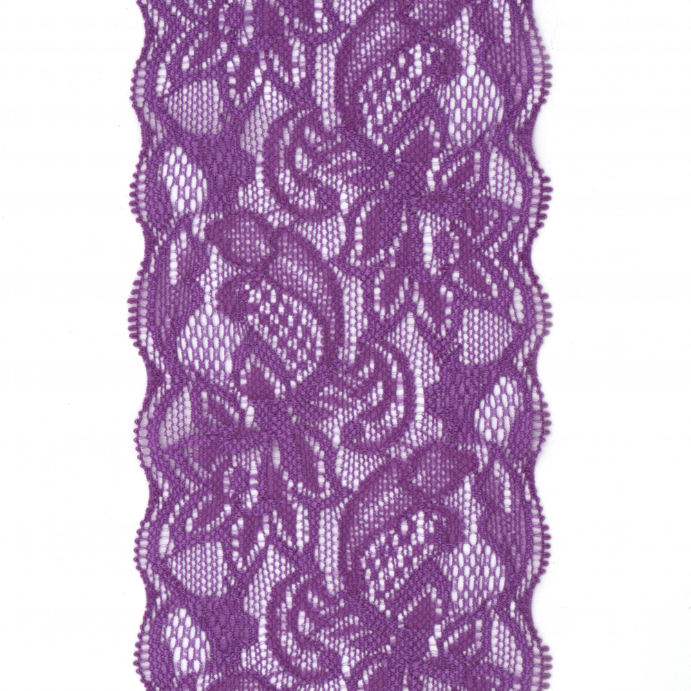 Elastic Lace Ribbon / 80 mm / Purple - 1 meter 