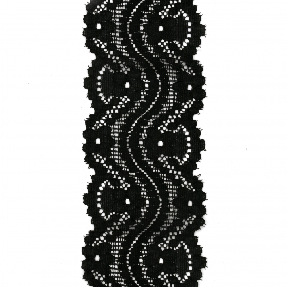 Elastic Lace Ribbon / 55 mm / Black - 1 meter