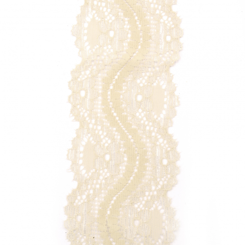 Elastic Lace Ribbon / 55 mm / Light Beige - 1 meter