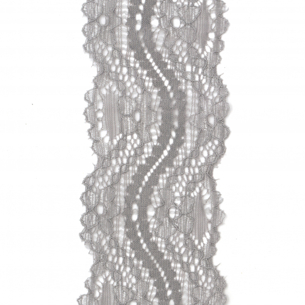 Elastic Lace Ribbon / 55 mm / Gray - 1 meter