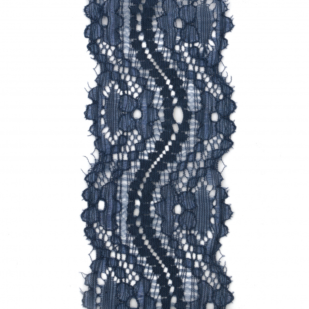 Elastic Lace Ribbon / 55 mm / Dark Blue - 1 meter