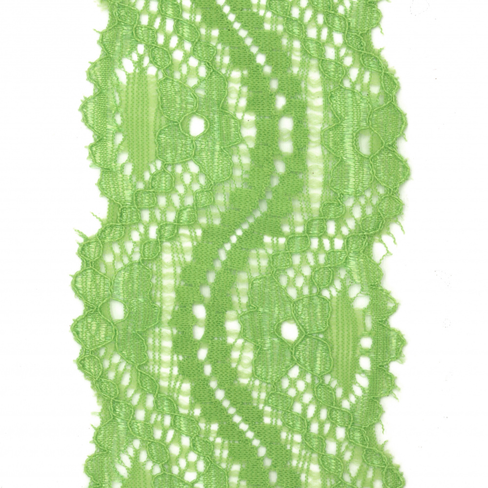  Ελαστική Κορδέλα,  δαντέλα 55 mm πράσινο  -1 μέτρο