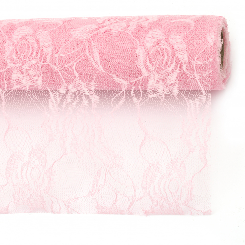 Tulle Lace Fabric / 48x450 cm / Pink