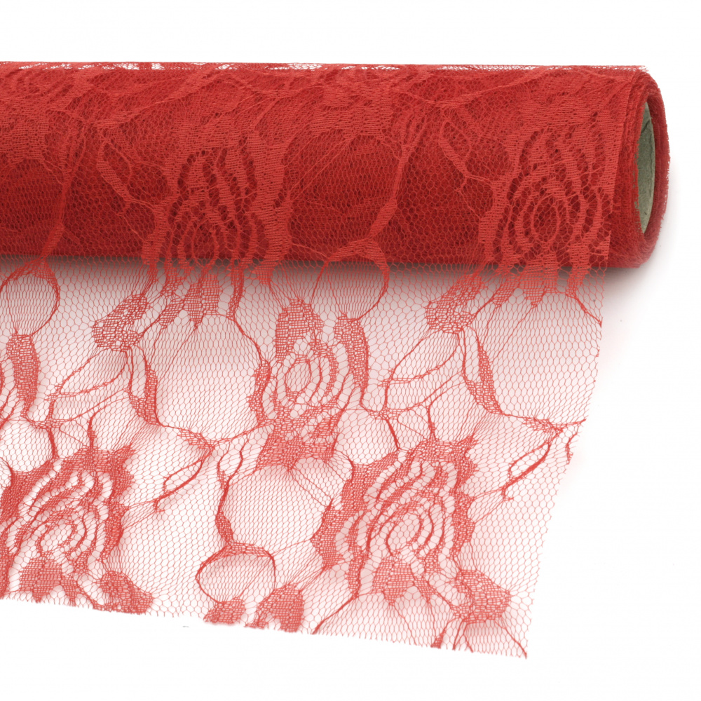 Tulle Lace Fabric / 48x450 cm / Red