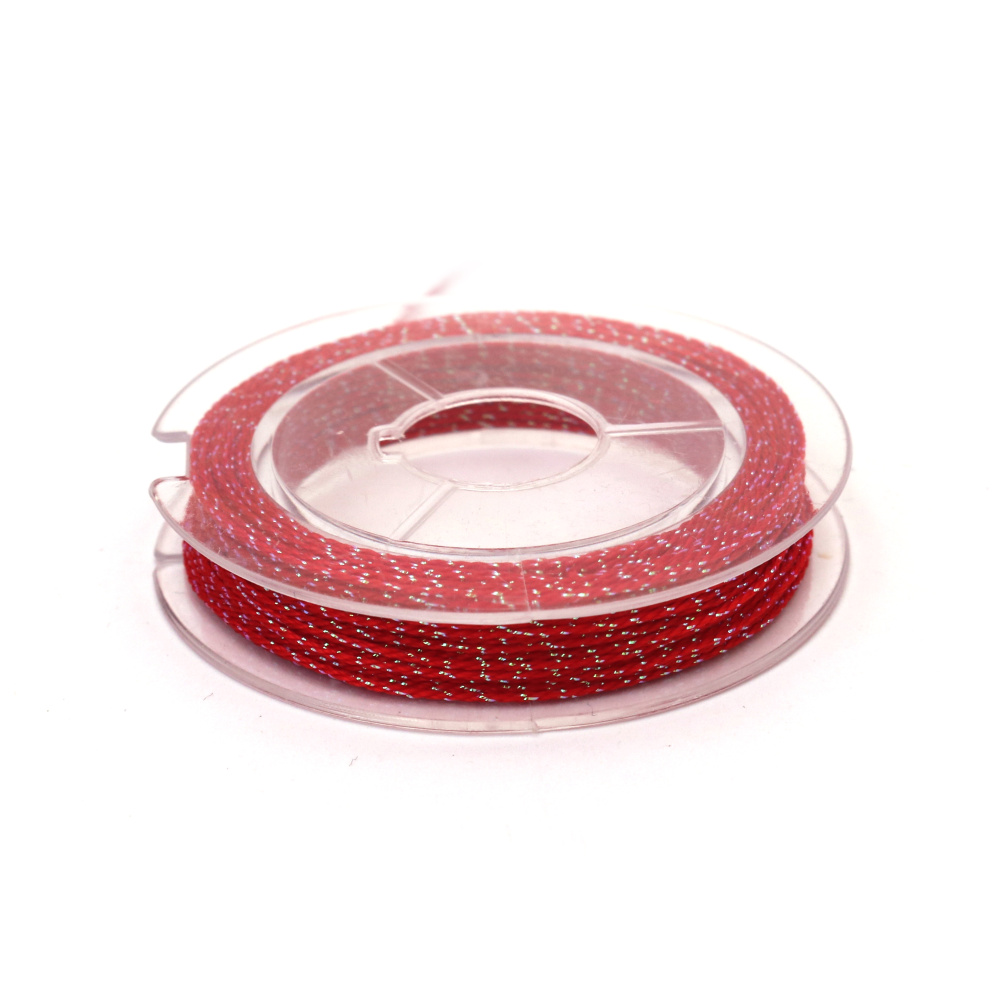 3-Ply Red Rainbow Lame Thread 0.6 mm – Vibrant Metallic Craft Cord, ~10 m Roll