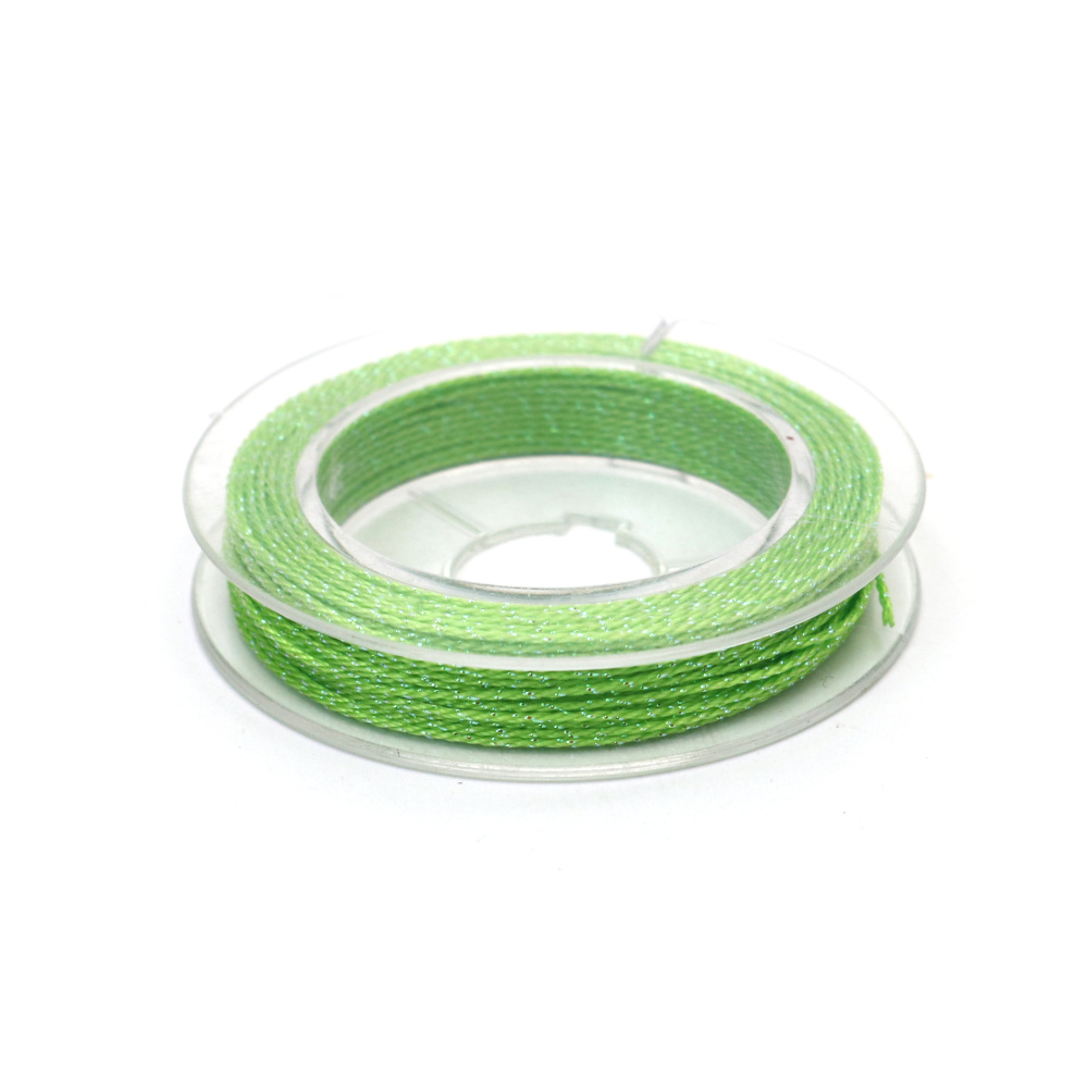 Fir lame curcubeu verde aprins, 3 fire, 0,6 mm – strălucitor, flexibil, pentru hobby/handmade (DIY), rolă aprox. 10 m