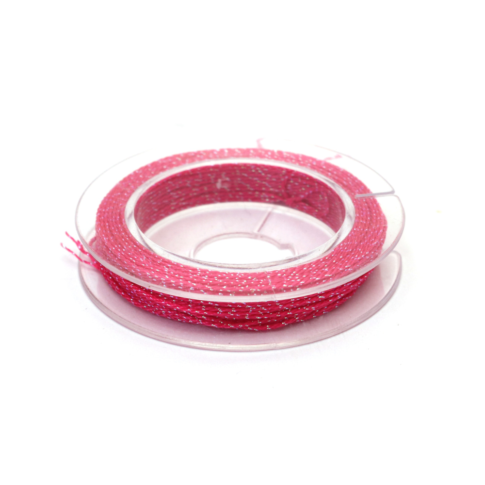 Elegant 3-Ply Pink Rainbow Lame Thread 0.6 mm – Shiny, Soft & Decorative Metallic Cord, ~10 m Roll