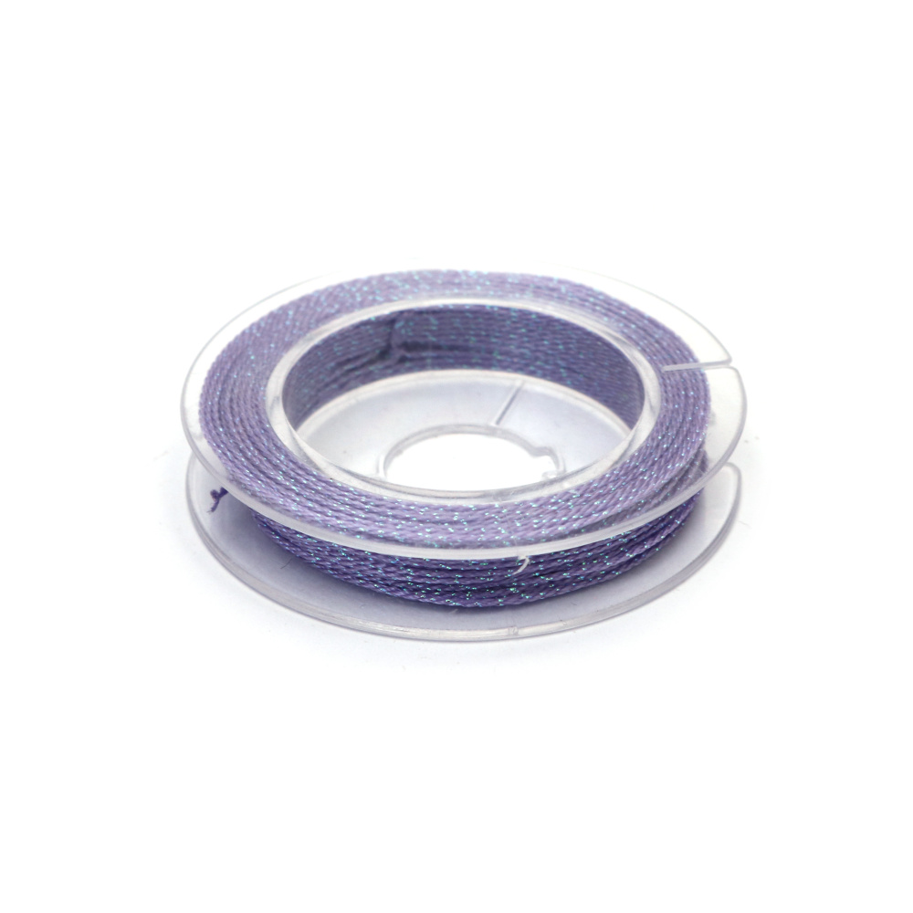 Shiny 3-Ply Light Purple Rainbow Lame Thread 0.6 mm – Elegant, Soft & Sparkling Craft Cord, ~10 m Roll