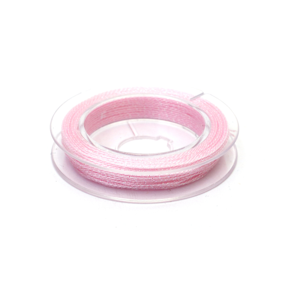 Delicate 3-Ply Pale Pink Rainbow Lame Thread 0.6 mm – Soft, Shiny & Elegant Craft Cord, ~10 m Roll