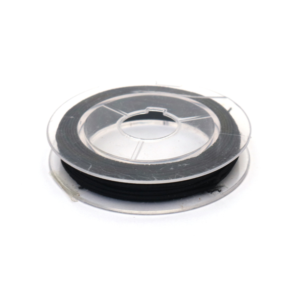 Black Elastic Cord 0.6 mm – Durable, Stretchy & Versatile Craft String, ~10 m Roll