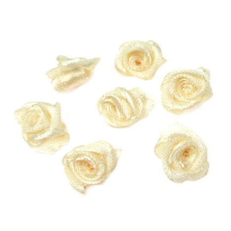 Τριαντάφυλλα υφασμάτινα 11 mm κρεμ - 50 τεμάχια
