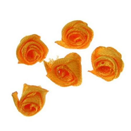 Decorative satin rose 11 mm orange - 50 pieces