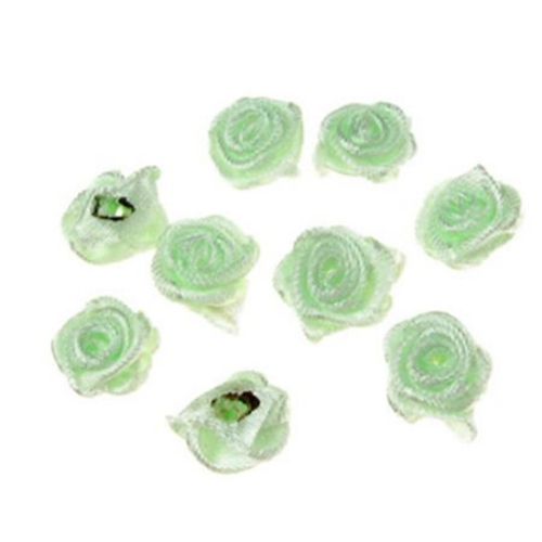 Textile Roses, Light Green, 11 mm - Pack of 50
