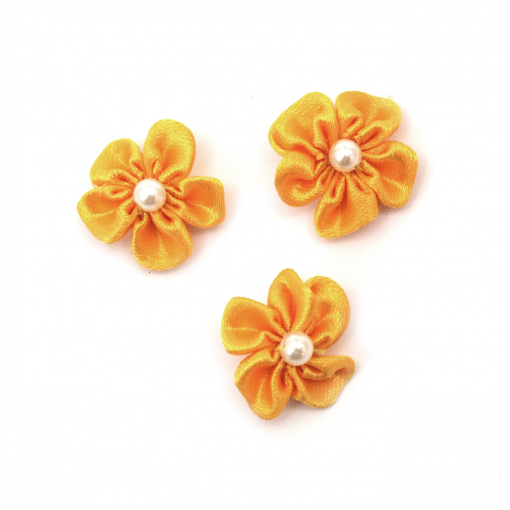 Rose 23 mm with white pearl orange -10 pieces
