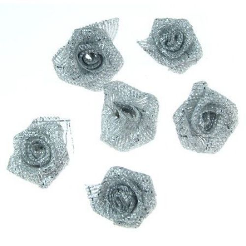 Rose with Metallic Cord 15mm  -20 pieces