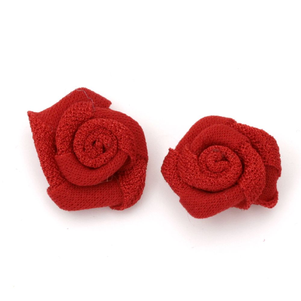 Decorative Fabric Rose, Red 20mm 10pcs