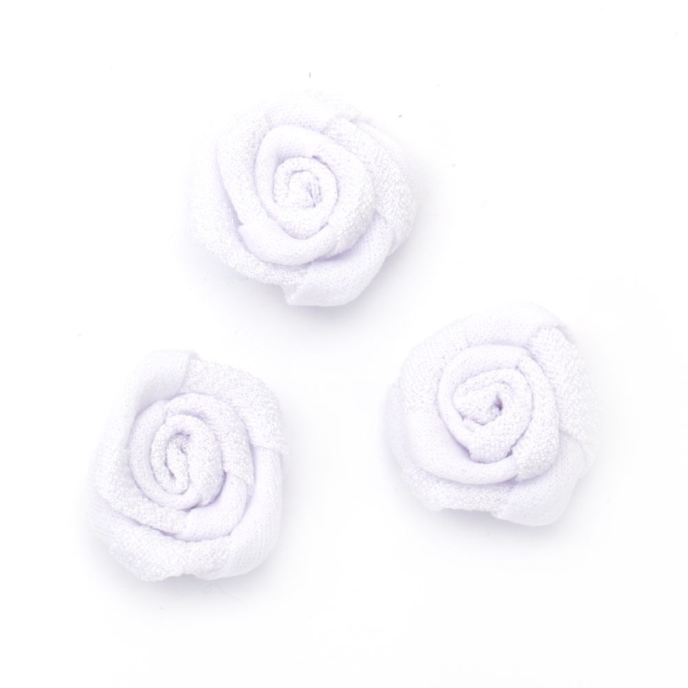 Decorative Fabric Rose, White 30mm 5pcs