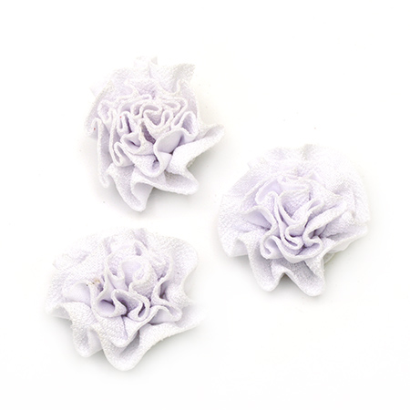 Decorative Fabric Flower, White 53mm 5pcs