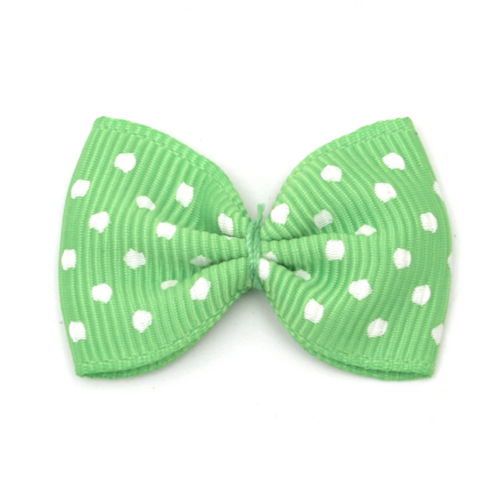 Ribbon 35x25 mm green with white dots rips -10 pieces
