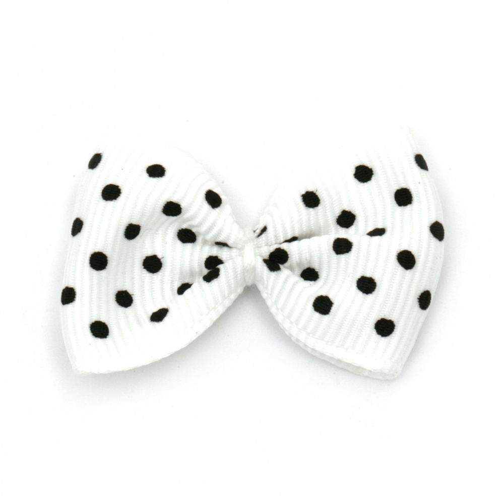 Ribbon 35x25 mm white with black dots rips -10 pieces
