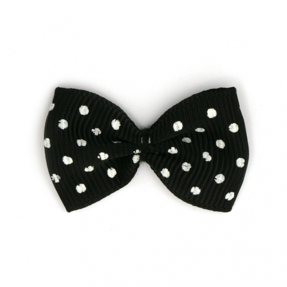 Ribbon 35x25 mm black with white dots rips -10 pieces