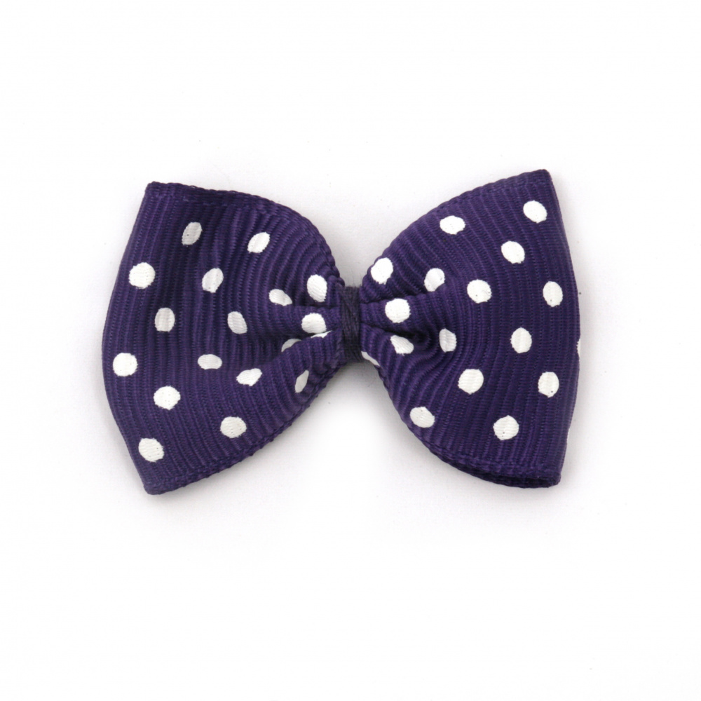 Ribbon 35x25 mm blue with white dots rips -10 pieces