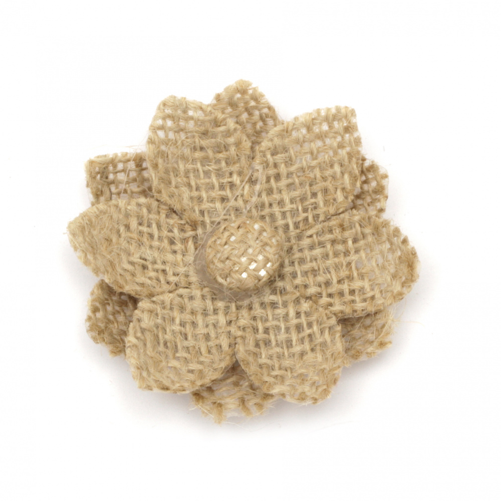 Flower for decoration sackcloth 65x65 mm two sepals 