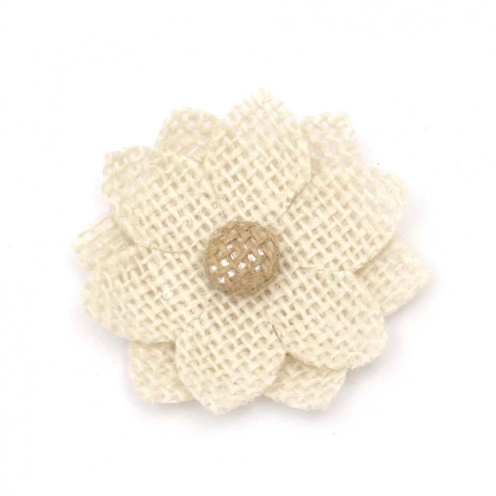 Flower for decoration sackcloth 65x65 mm two sepals white