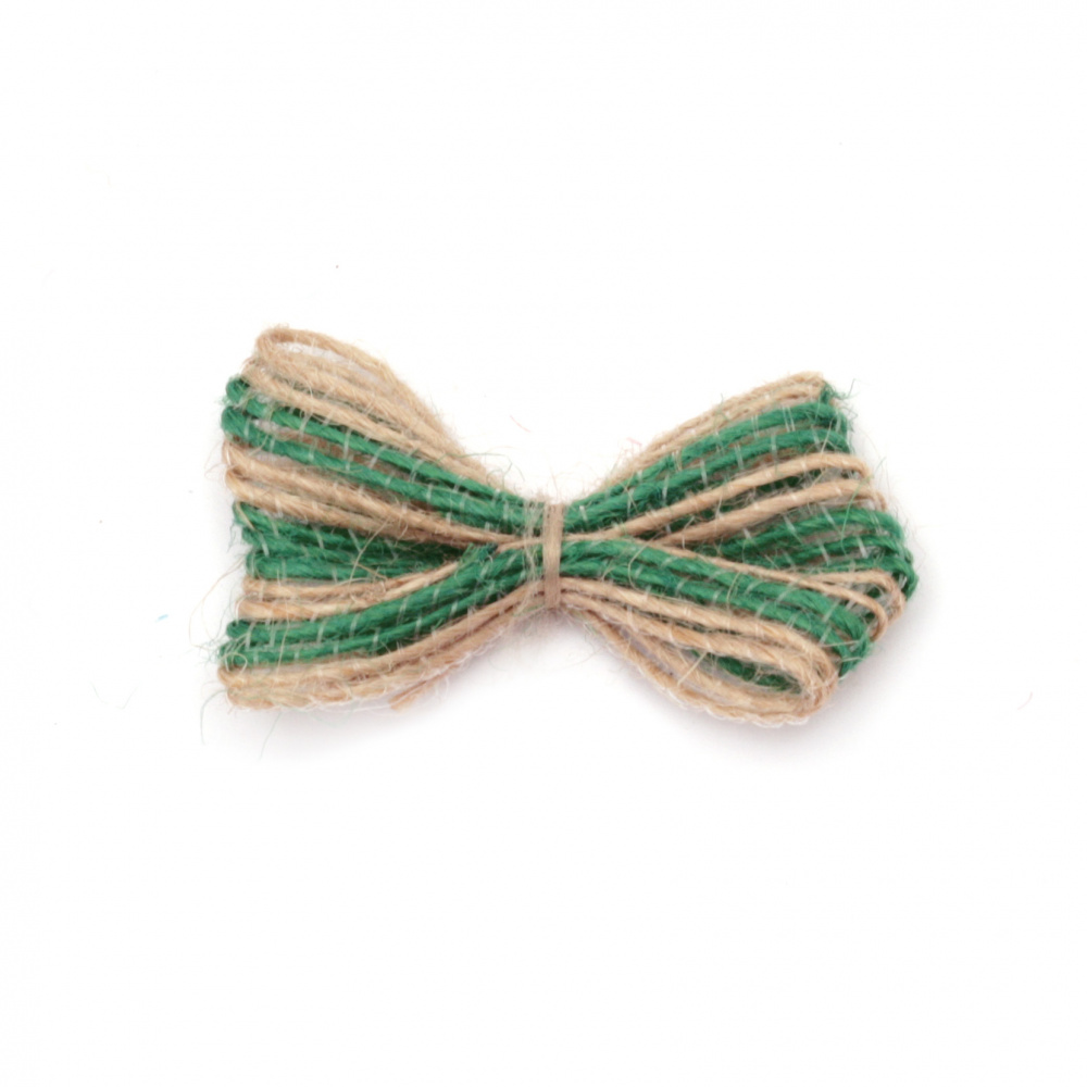 Burlap Ribbon Bow for gift decoration, DIY home decor projects 40x25 mm green - 5 pieces
