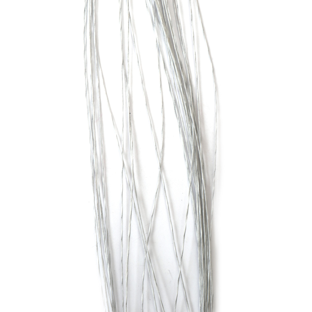 Sârmă pentru flori cu înveliș de hârtie, culoare albă, 0,5 mm ~80 cm - 30 bucăți