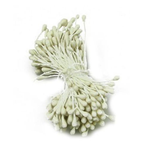 Stamens matt double-sided for Decoration 3x6x70 mm white ~144 pieces