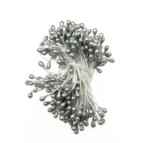 Stamens pearl double-sided 3x6x65 mm silver ~144 pieces