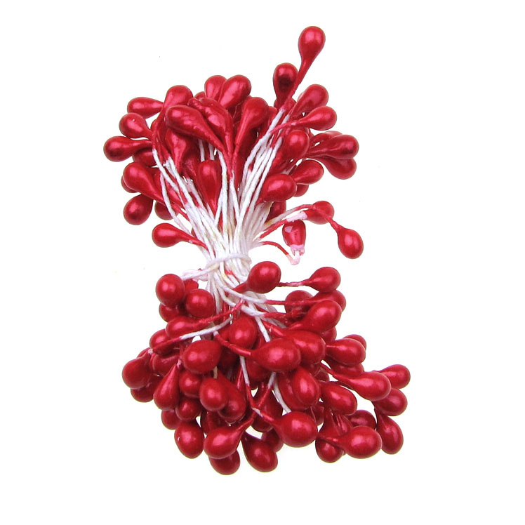 Stamens pearl double-sided for Decoration 5x8x60 mm red ~80 pieces