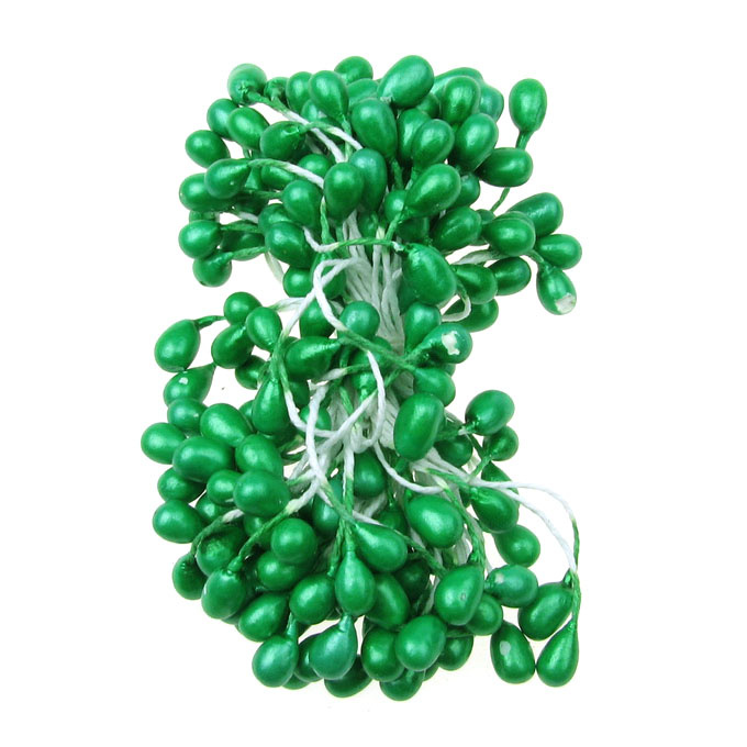 Stamens pearl double-sided for Decoration 5x8x60 mm green ~144 pieces